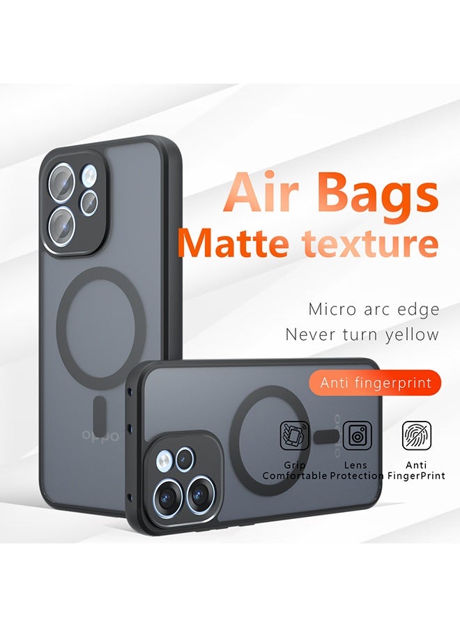 القضية المغناطيسية لـ Oppo Reno15 F 5G, غطاء الهاتف النحيف الوقائي الخلفي الشفاف المجمد, مكافحة بصمات الأصابع, حماية السقوط المضادة, حالة مقاومة للصدمات لـ Oppo Reno15 F 5G (أسود) - Image 1